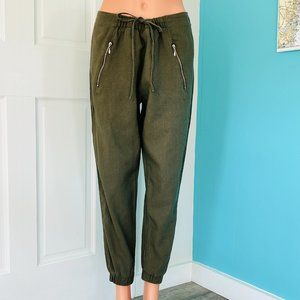 ONE by Chapter One Linen Blend Army Green Jogger Pants (size S)